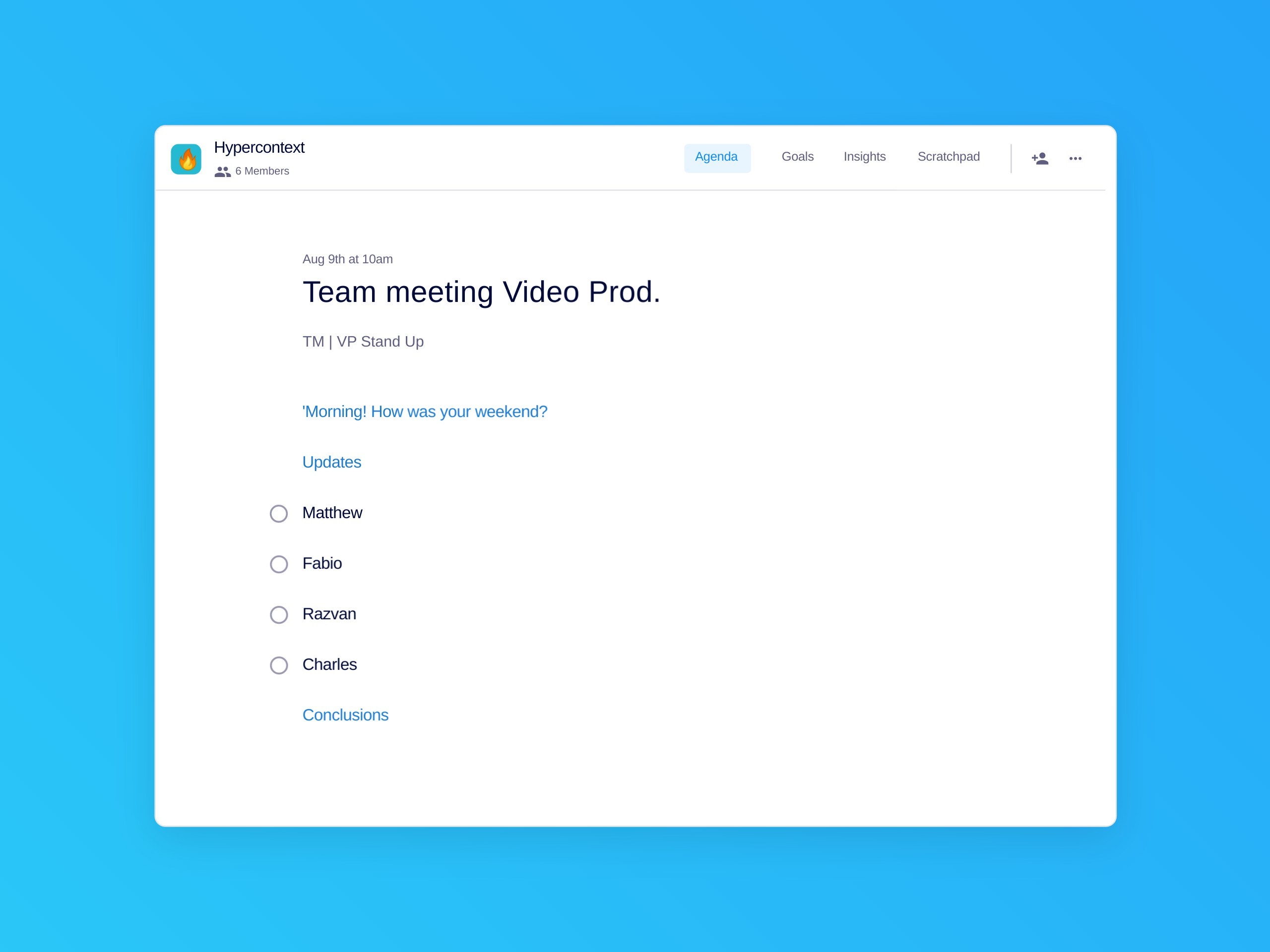 Team meeting video prod. template