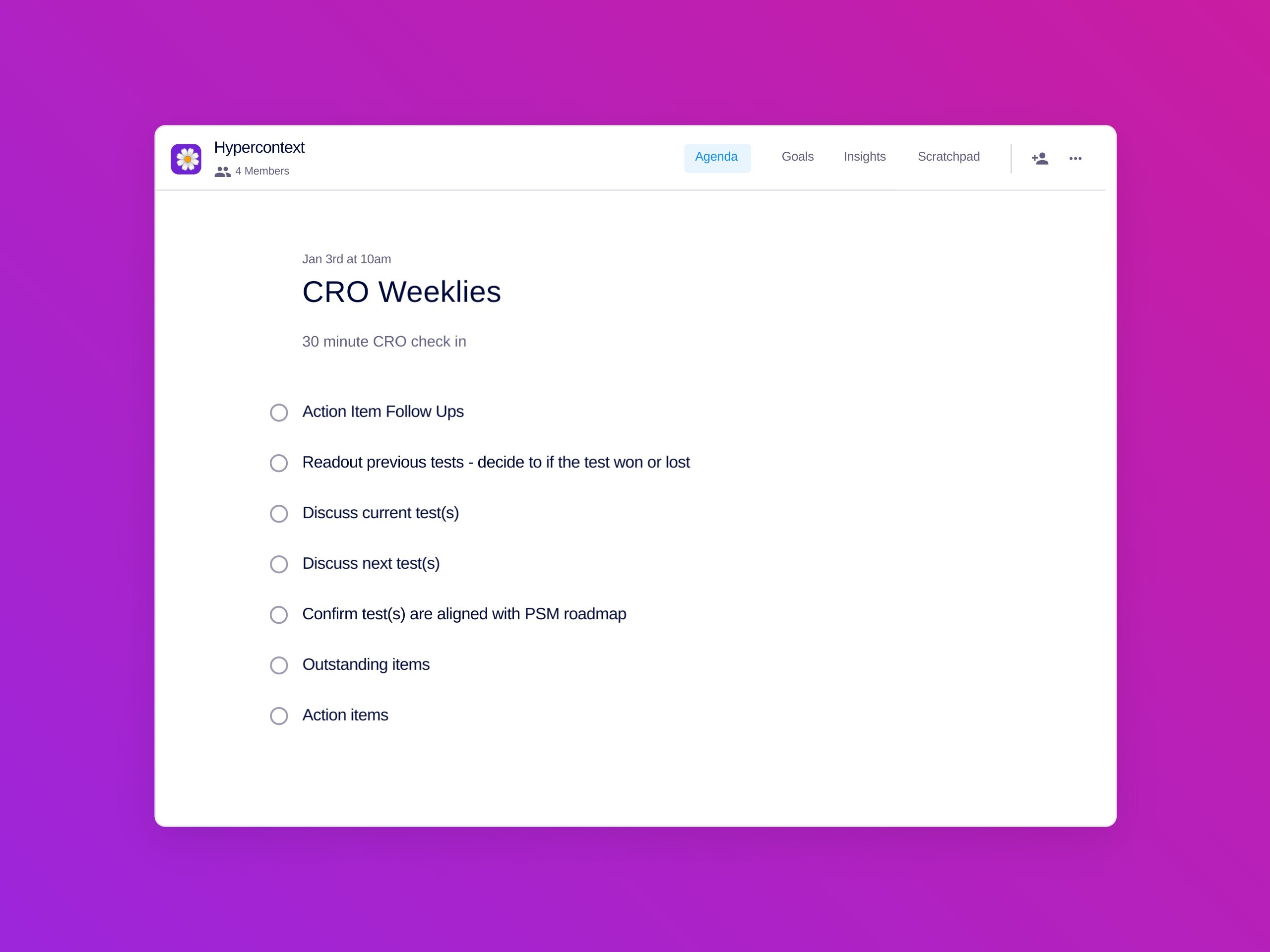 CRO Weeklies Template