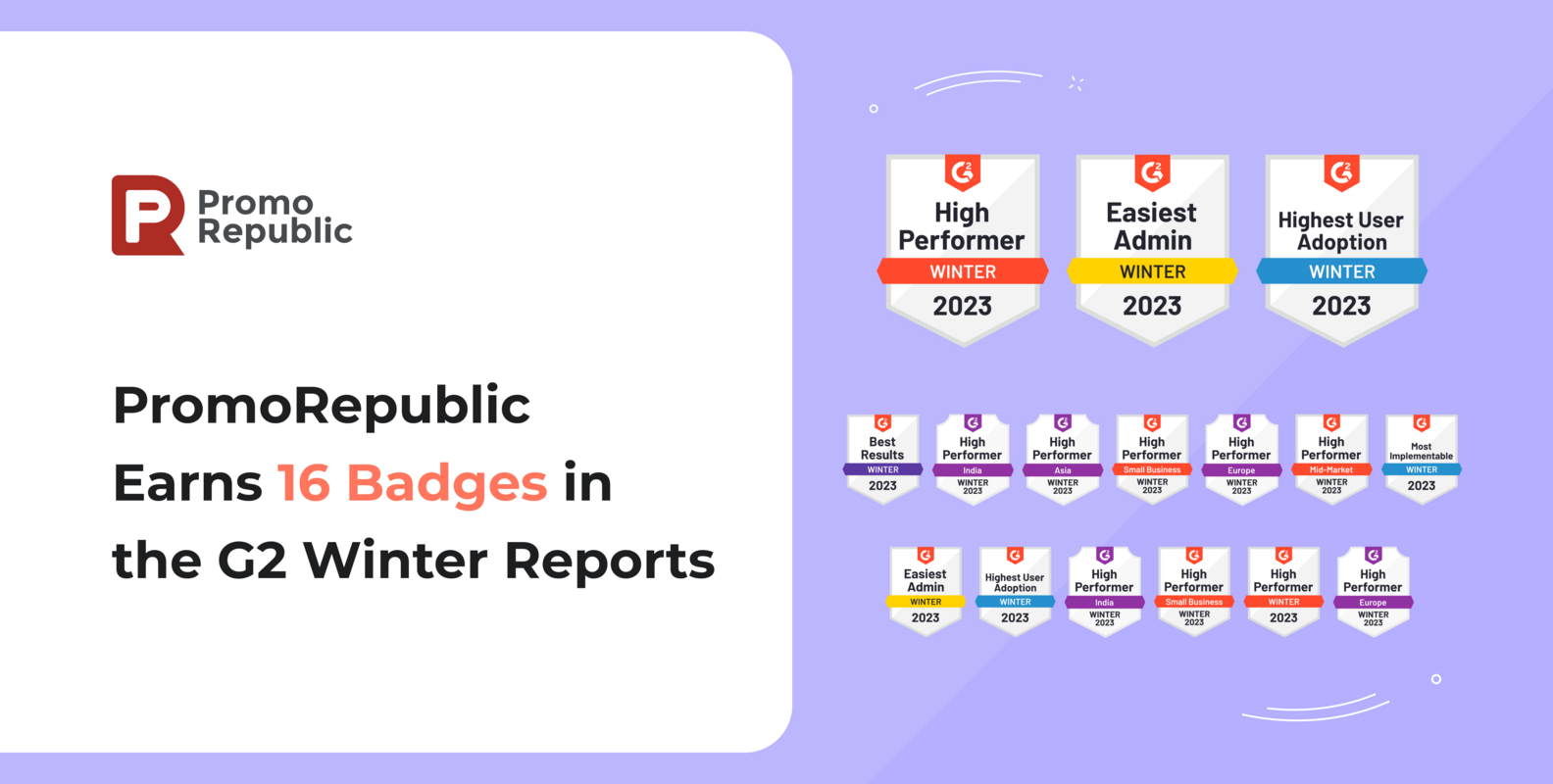 PromoRepublic Kicks off 2023 with 16 Badges in G2 Winter Report - PromoRepublic