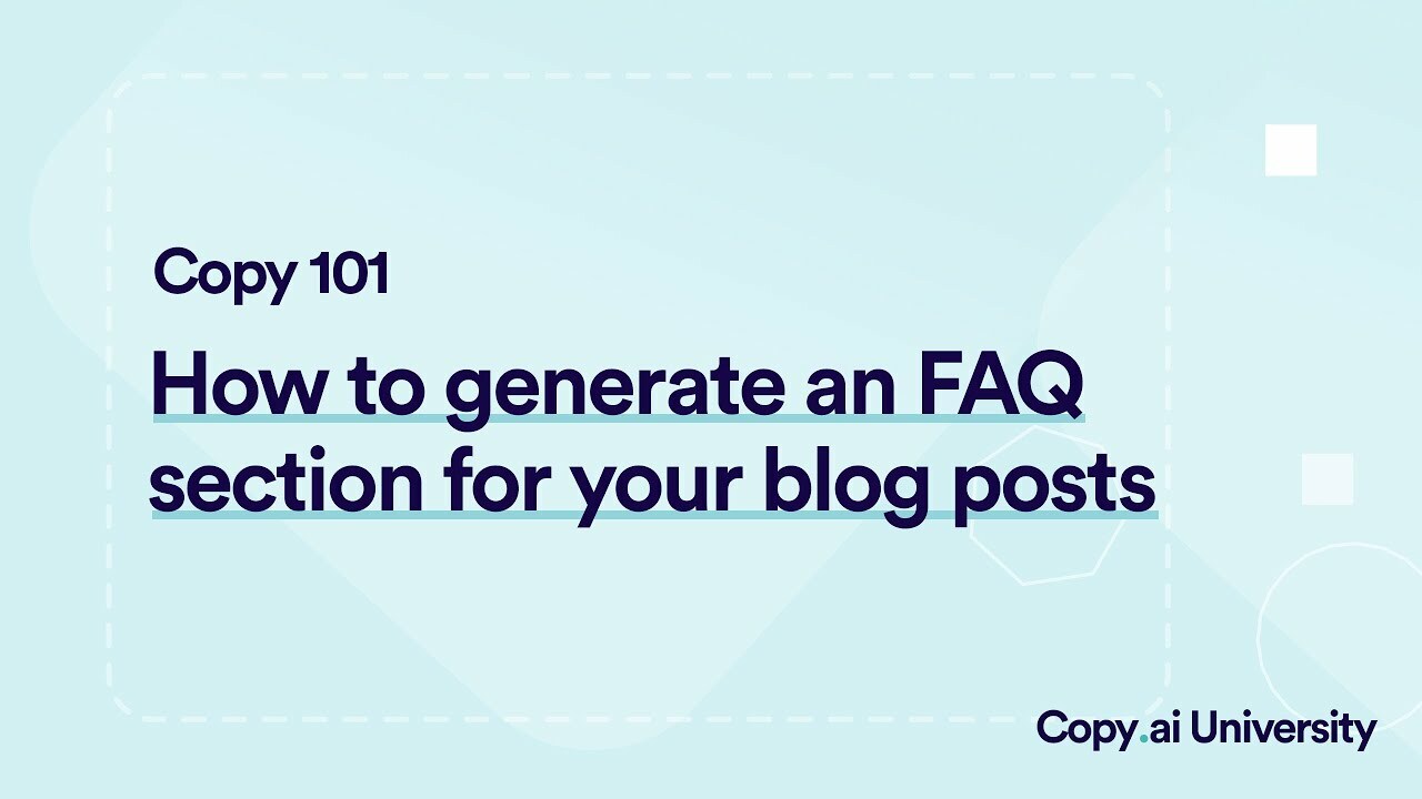 How to Generate An FAQ Section for Your Blog using Copy.ai