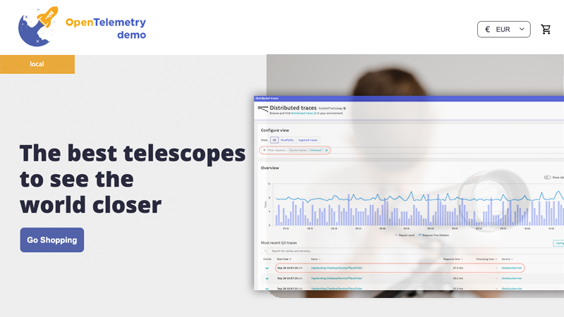 Running the OpenTelemetry demo application with Dynatrace