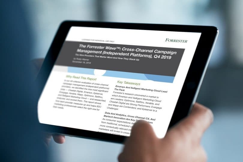 The Forrester Wave™: Cross-Channel Campaign Management (Independent Platforms), Q4 2019 Report: Emarsys Named as a Leader