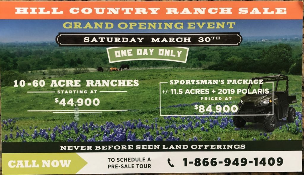 Hill Country Ranch Sale Direct Mail Flyer - Swipe File