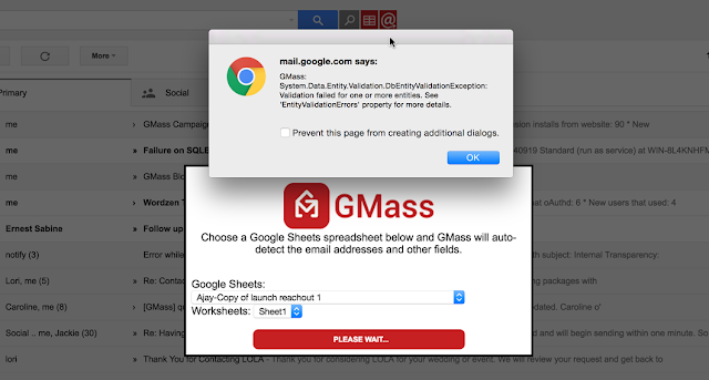 Bug Fix: Gmail mail merge error when connecting to certain Google Sheets