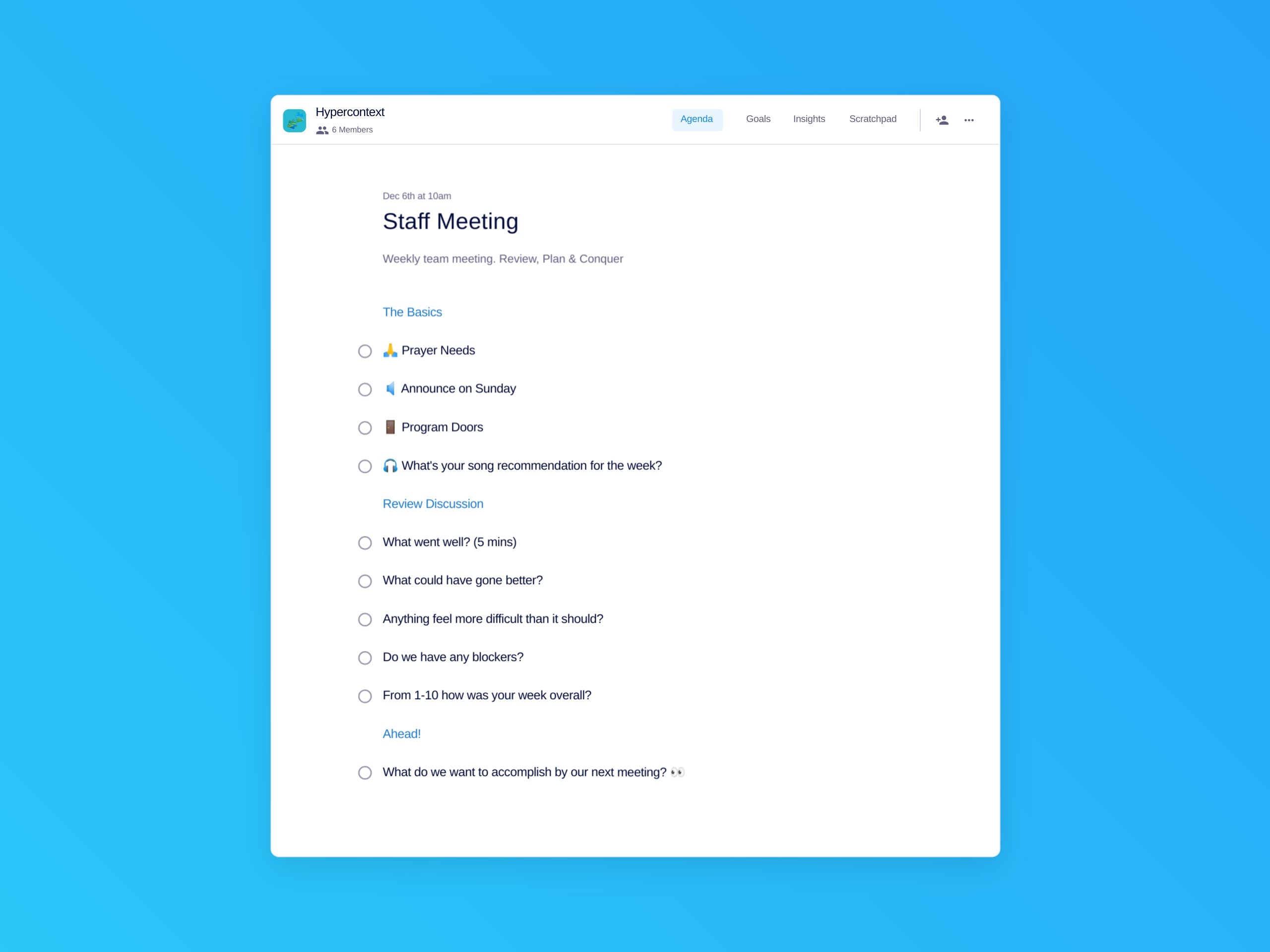 Staff meeting template (10 topics and ideas)