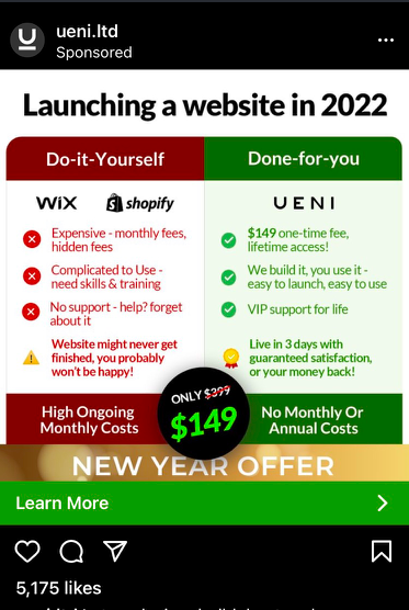 Instagram ad that's a bit too wordy - Swipe File