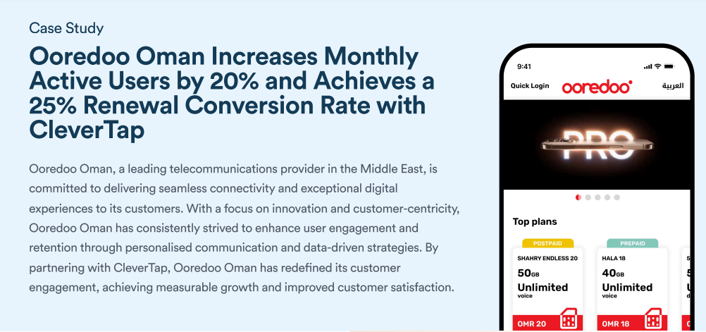 Ooredoo Oman Increases Monthly Active Users by 20% and Achieves a 25% Renewal Conversion Rate with CleverTap