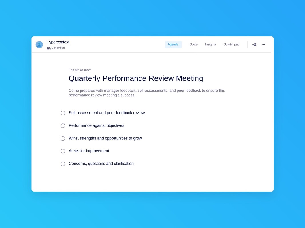 Quarterly performance review meeting template (5 topics and ideas) 