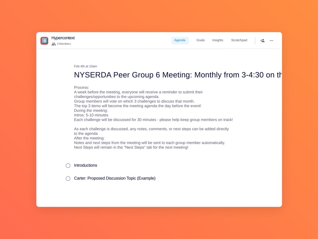NYSERDA Peer Group 6 Meeting: Monthly from 3-4:30 on the fourth Monday Template