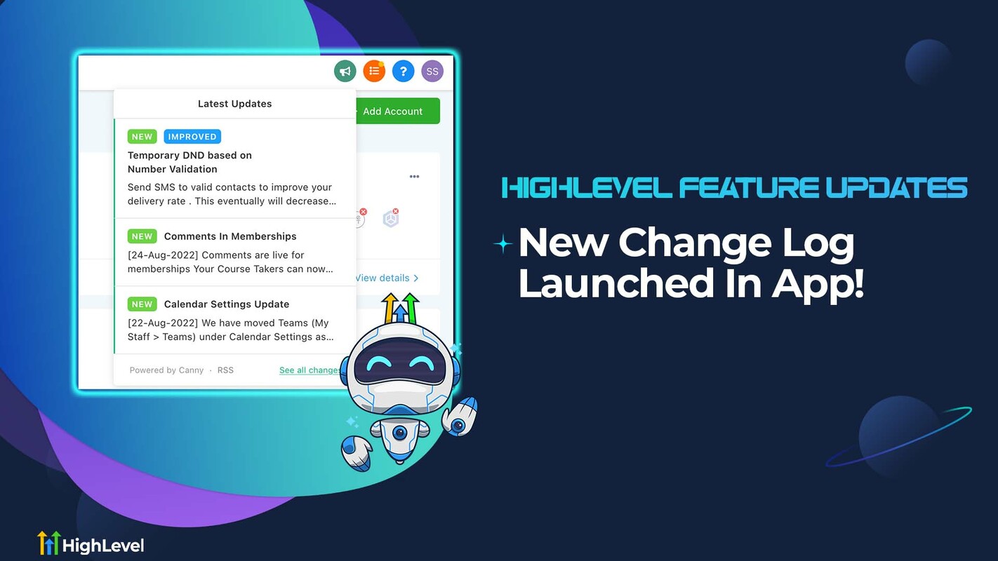 New Change Log Launched In App!
