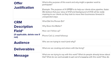 Offer Brief Template