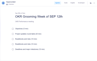 Okr grooming week of sep 12th template (5 topics and ideas)