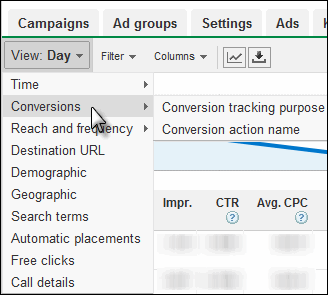 Google AdWords Conversion Reporting: The AdWords Dimensions Tab Conversion Report