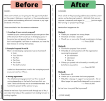 Proposal email before/after - Swipe File