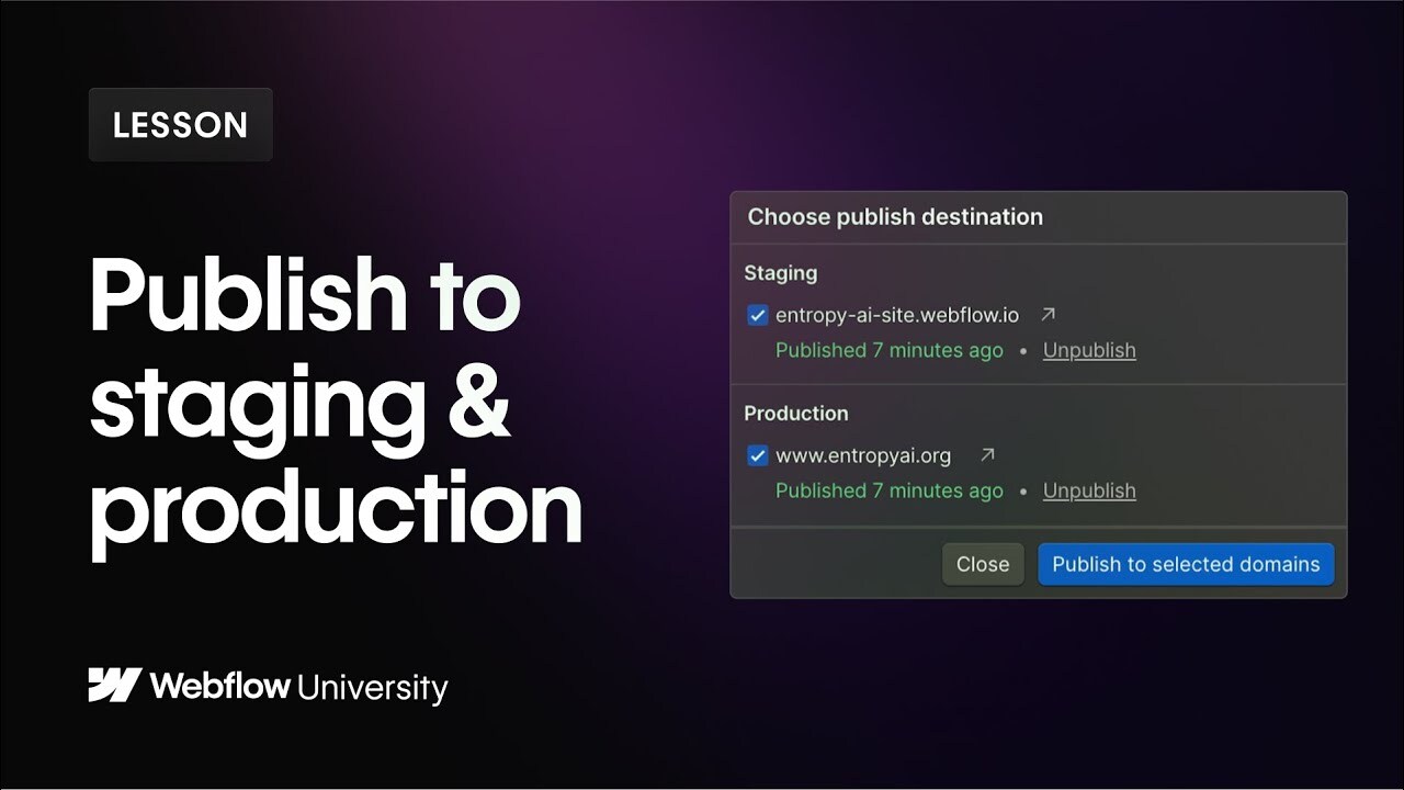 Publish to staging and production - Webflow tutorial