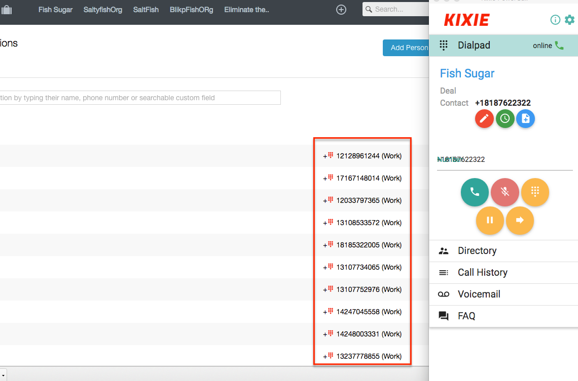 List-View Dialing in Capsule