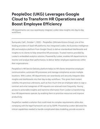 PeopleDoc (UKG) Leverages Google Cloud to Transform HR Operations and Boost Employee Efficiency