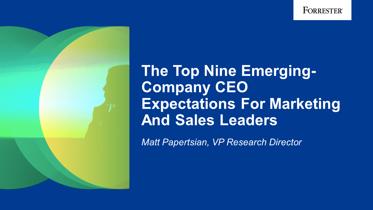 The Top Nine Emerging-Company CEO Expectations For Marketing And Sales Leaders The Top Nine Emerging-Company CEO Expectations For Marketing And Sales Leaders