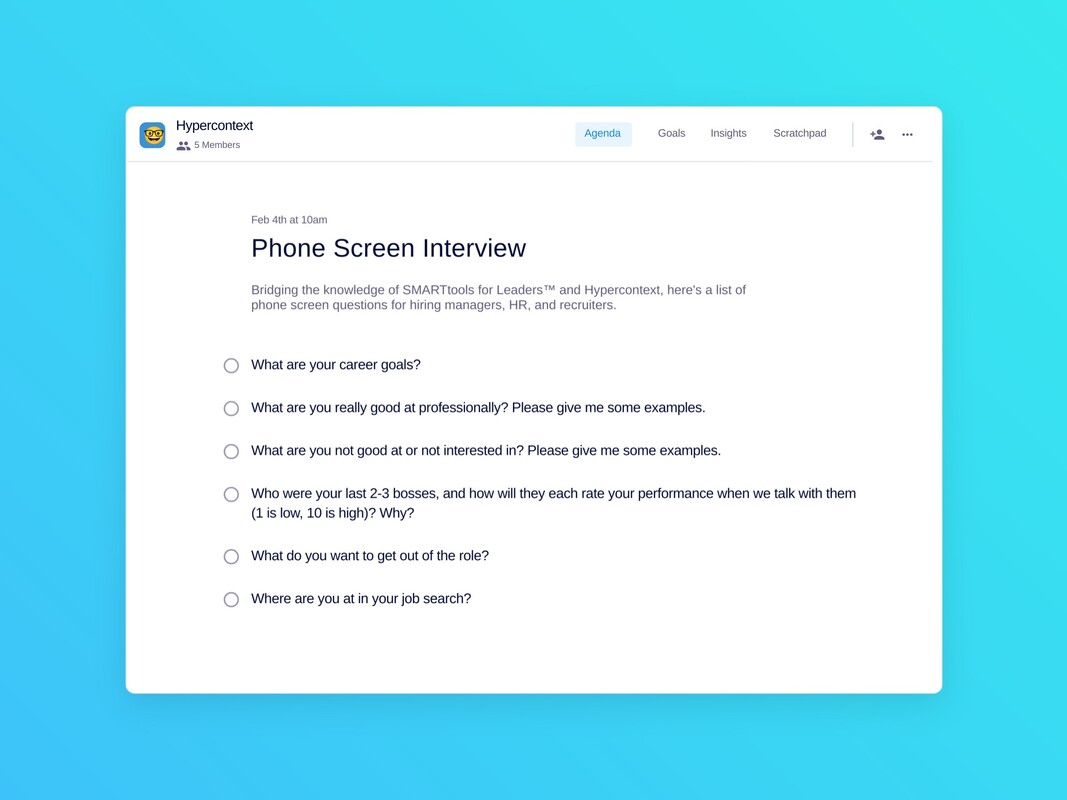 Phone screen interview template (6 topics and ideas) | Spinach