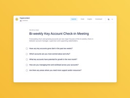 Bi-weekly key account check-in meeting template (5 topics and ideas) | Spinach