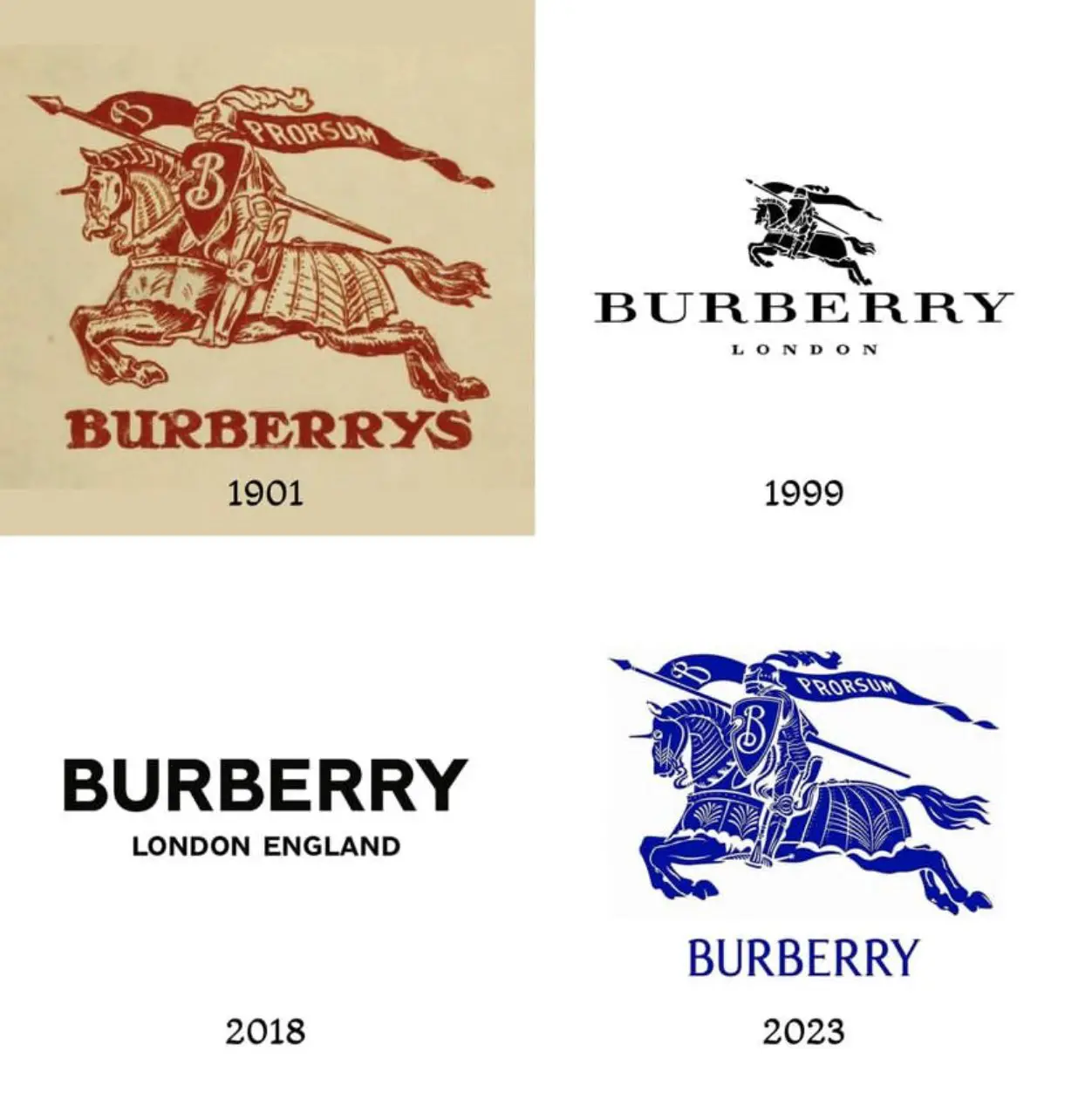 Burberry logo going from simple to complex design