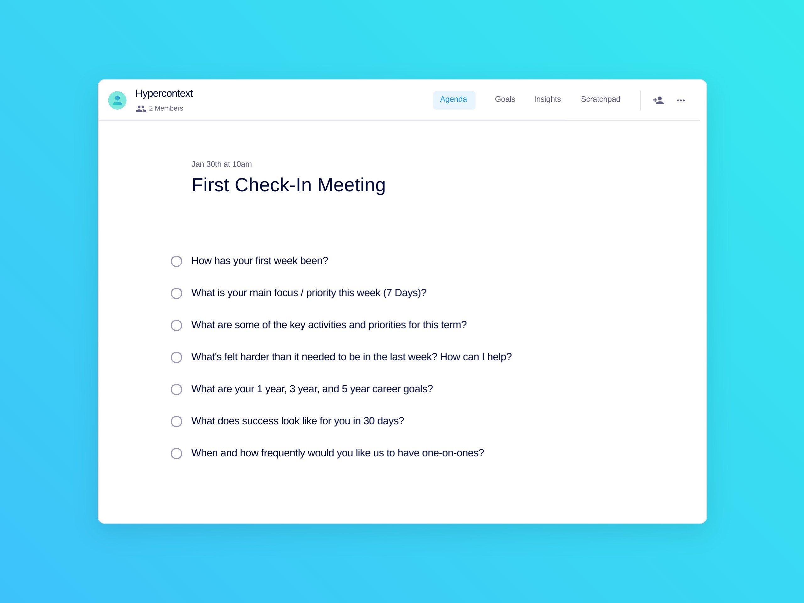 First Check-In Meeting Template