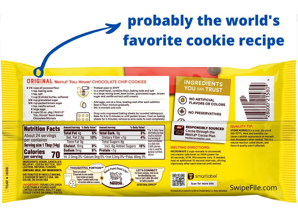 Nestle Toll House Chocolate Chip Cookie Recipe - Swipe File