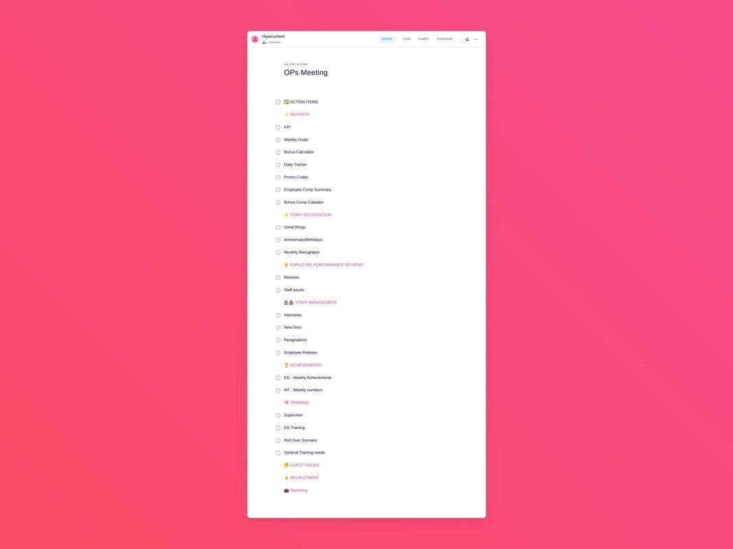 Ops meeting template (23 topics and ideas) | Spinach