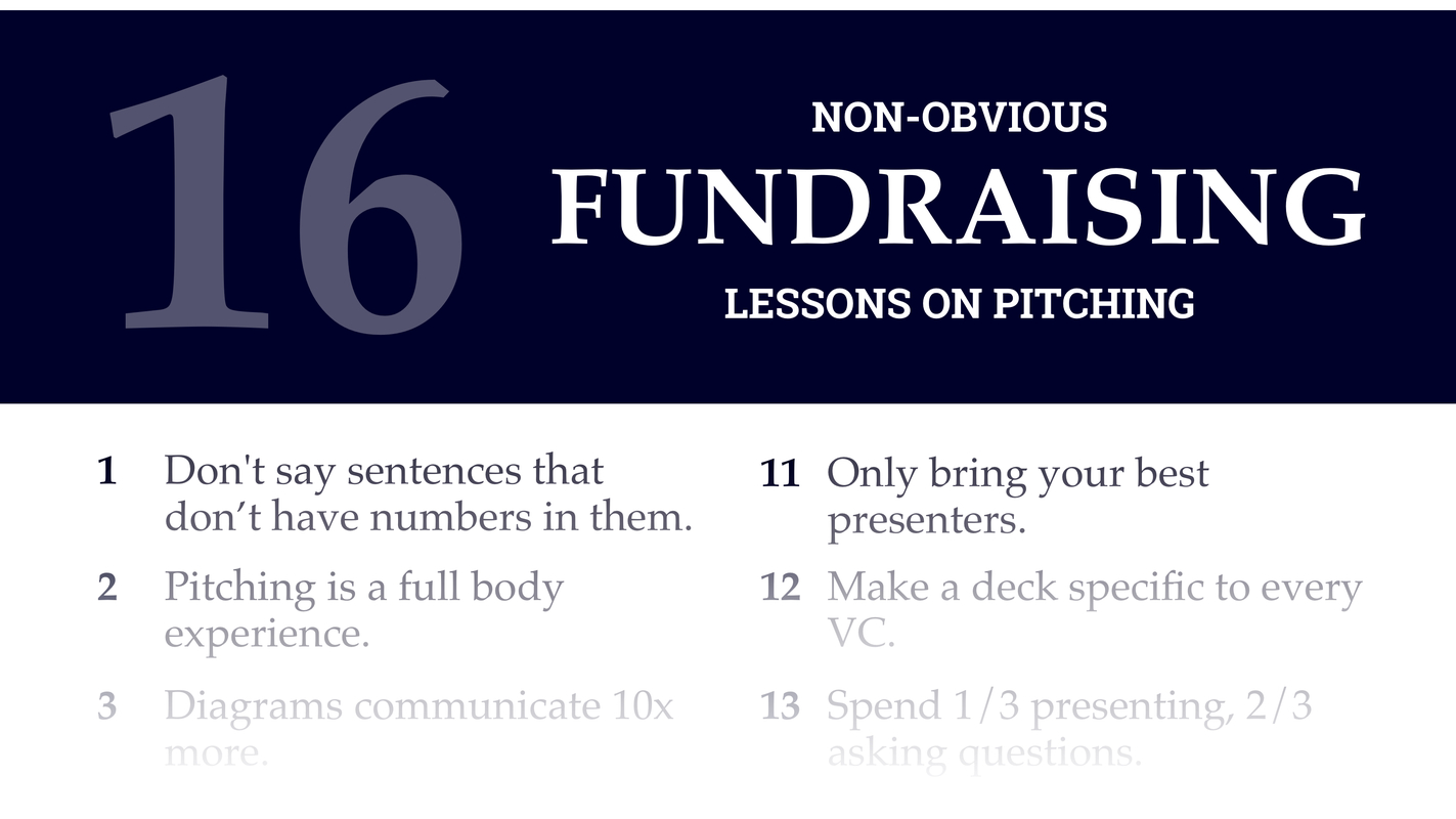 16 Non-Obvious Fundraising Lessons On Pitching