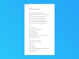 Monthly catch up - john template (21 topics and ideas) | Spinach