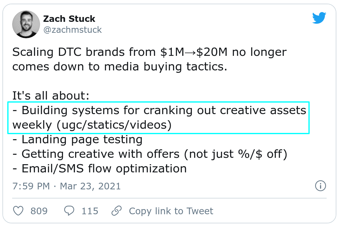 How to crank out creative (UGC/Statics/Videos) assets to scale DTC brands?