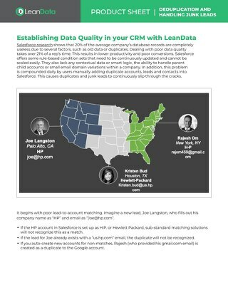 Deduplication and Handling Junk Leads Datasheet