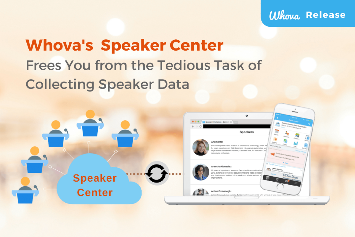 Tired of Emailing Back and Forth to Collect Speaker Data? Whova's Speaker Center Comes to the Rescue!