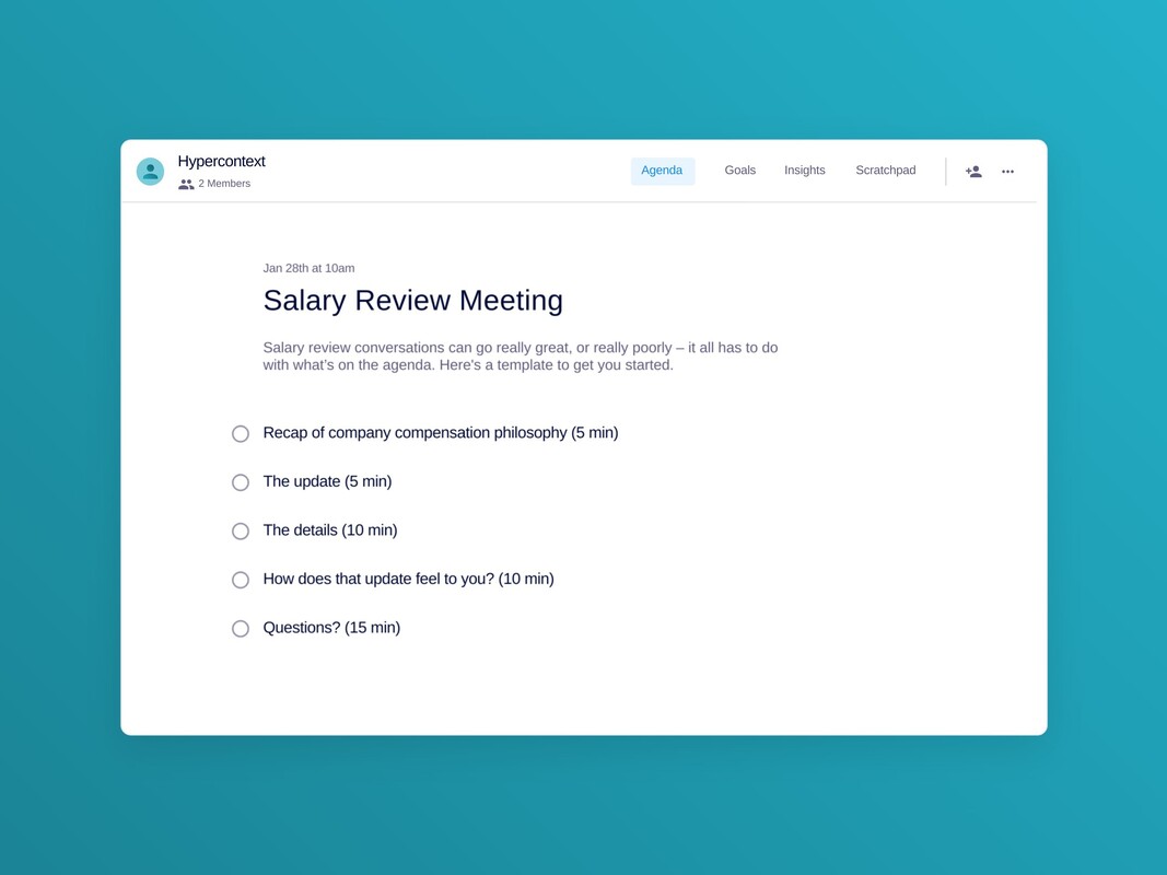Salary review meeting template (5 topics and ideas) | Spinach