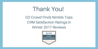 Nimble Named #1 in CRM Satisfaction by G2 Crowd