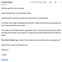 Teardown: Drift's Classic Welcome Email