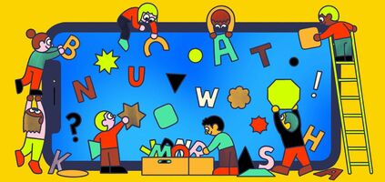 How much of the average mobile app design is text? 36%