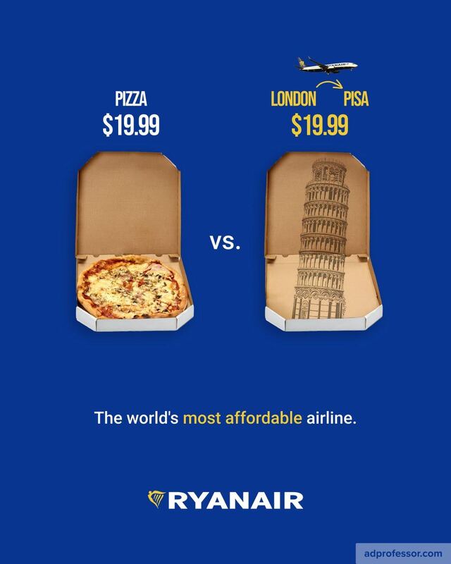 Ryanair Pizza Comparison Print Ad