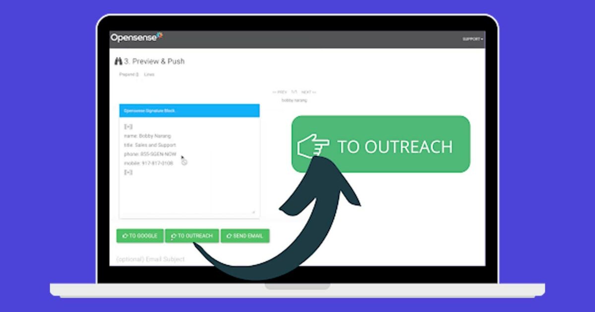 Opensense + Outreach: touchless onboarding of email signature and banner users