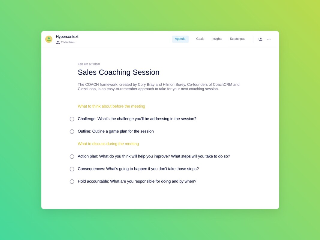 Sales Coaching Session Template