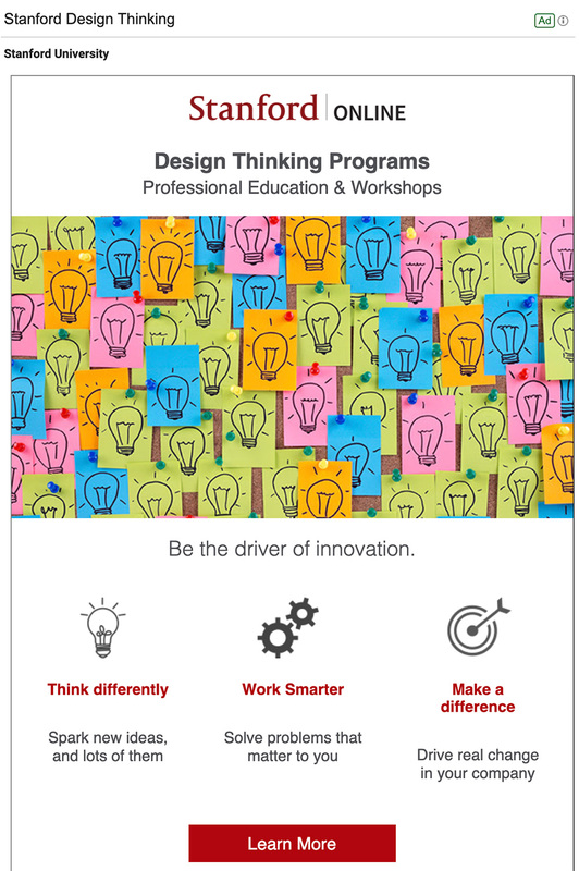 Stanford Design Thinking Gmail Ad - Swipe File