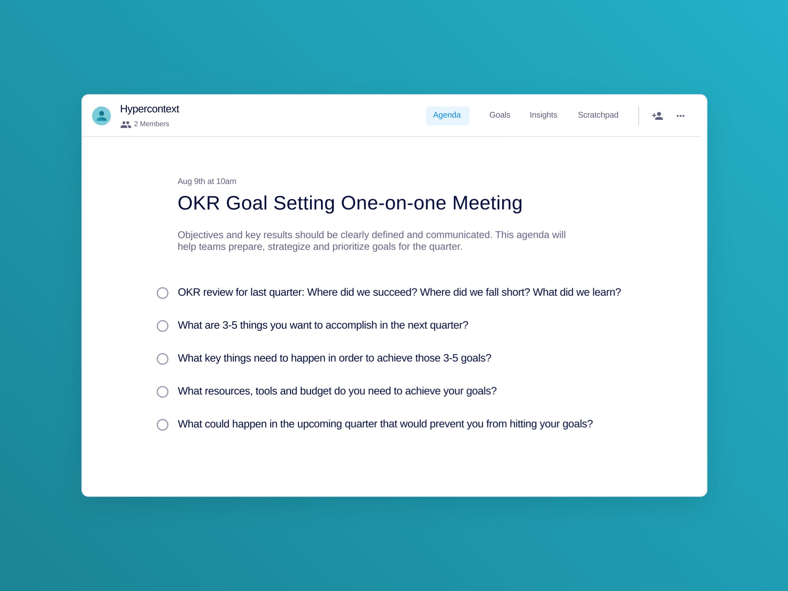Okr goal setting one-on-one meeting template (5 topics and ideas)