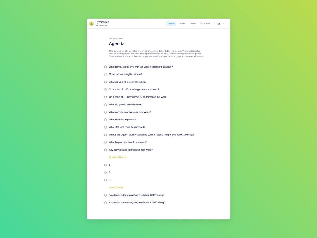 Agenda template (17 topics and ideas) 