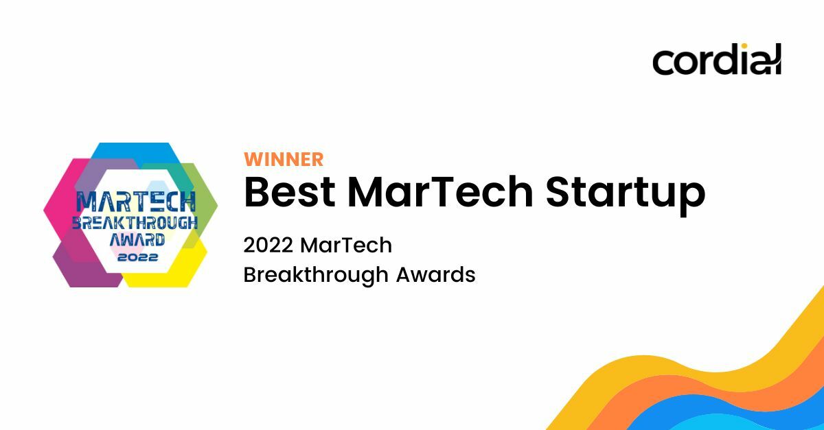 Cordial wins Best MarTech Startup