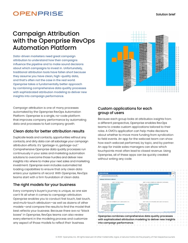 Campaign Attribution with the Openprise RevOps Automation Platfrom