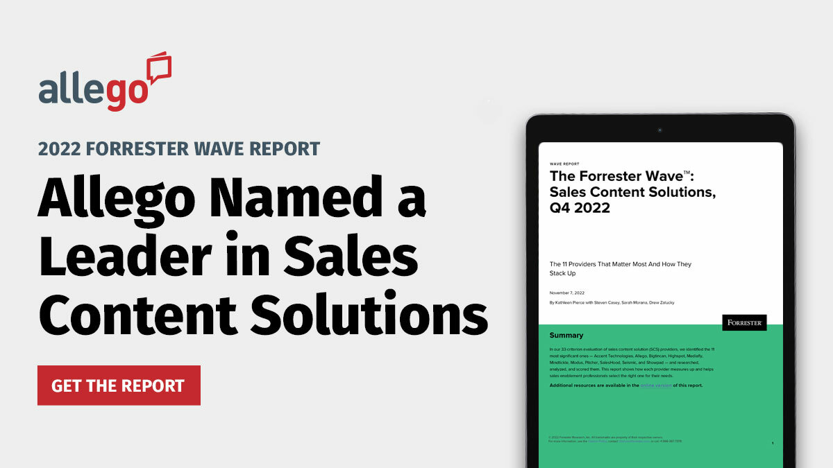 Allego Stands Alone: Forrester Wave™ for Sales Readiness Solutions, Sales Content Solutions and Conversation Intelligence