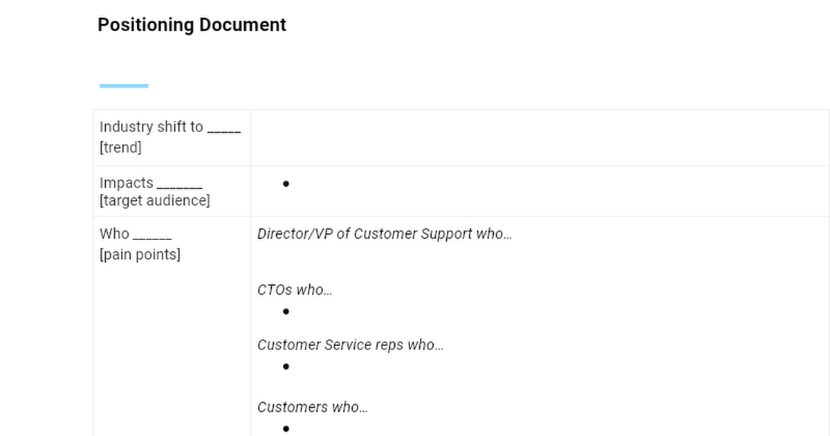Positioning Document Template