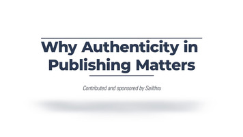 Why Authenticity In Publishing Matters