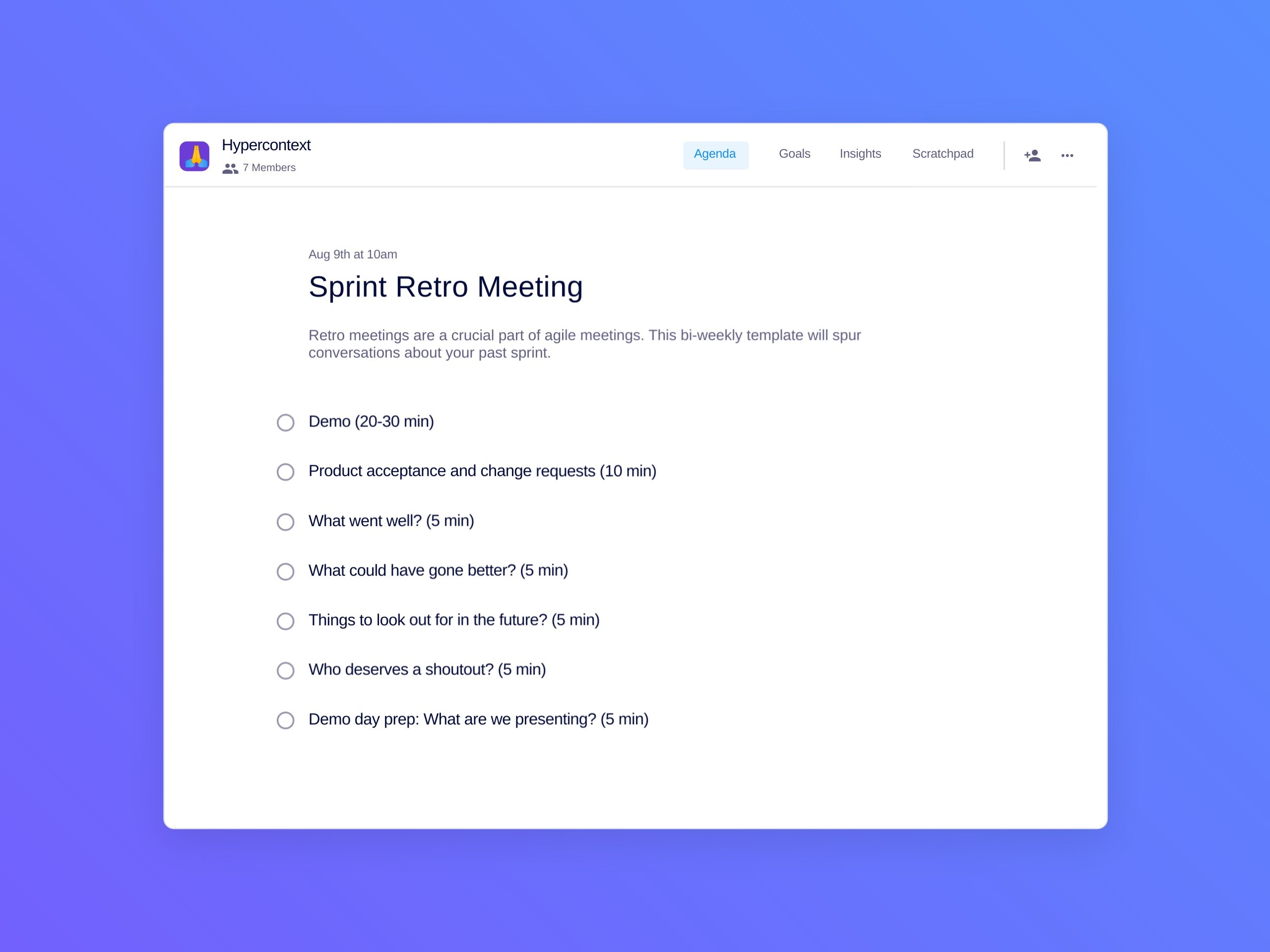 Sprint retro meeting template (7 topics and ideas)
