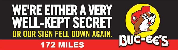 Buc-ee's Well Kept Secret Billboard - Swipe File